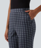 Mid Rise Plaid Work Trousers with Pockets — Atlantic Dusk Plaid — view 4