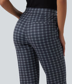 Mid Rise Plaid Work Trousers with Pockets — Atlantic Dusk Plaid — view 5