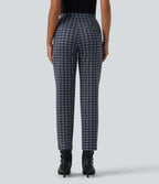 Mid Rise Plaid Work Trousers with Pockets — Atlantic Dusk Plaid — view 2