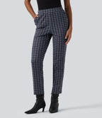 Mid Rise Plaid Work Trousers with Pockets — Atlantic Dusk Plaid — view 3