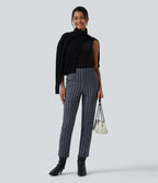 Mid Rise Plaid Work Trousers with Pockets — Atlantic Dusk Plaid — view 6