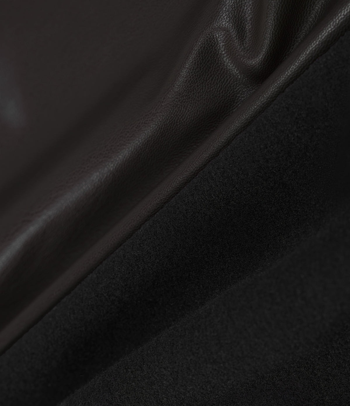 High Waisted Straight Leg Seam Stretchy PU Fleece Casual Leather Trousers with Pockets — Hot Fudge — view 8
