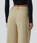 Mid Rise Wide Leg Work Trousers with Pockets — Fields of Rye — view 5