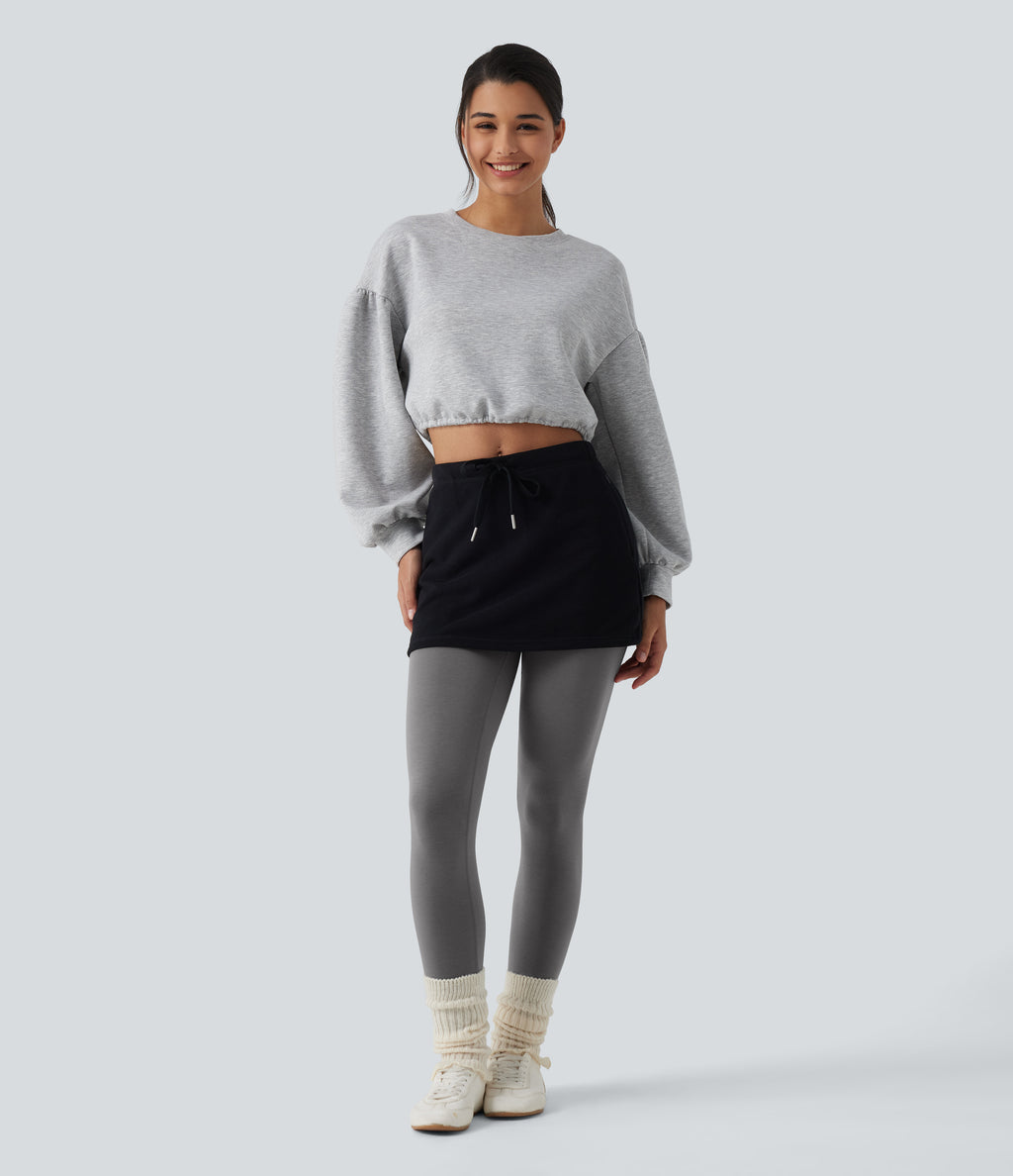 High Waisted Skinny Casual Leggings — Silver Basalt Grey — view 6