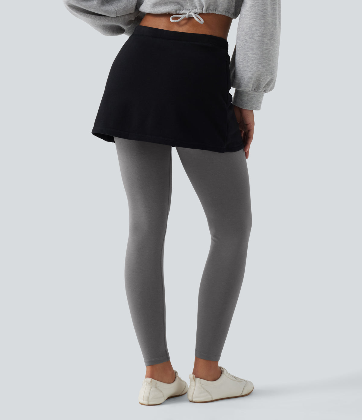 High Waisted Skinny Casual Leggings — Silver Basalt Grey — view 2