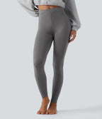 High Waisted Skinny Casual Leggings — Silver Basalt Grey — view 4