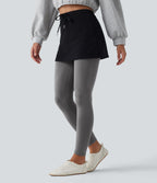 High Waisted Skinny Casual Leggings — Silver Basalt Grey — view 3