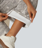 Mid Rise Straight Leg Patterned Inner Drawstring Fleece Casual Sweatpants with Pockets — Sand Grey Brushwood — view 4