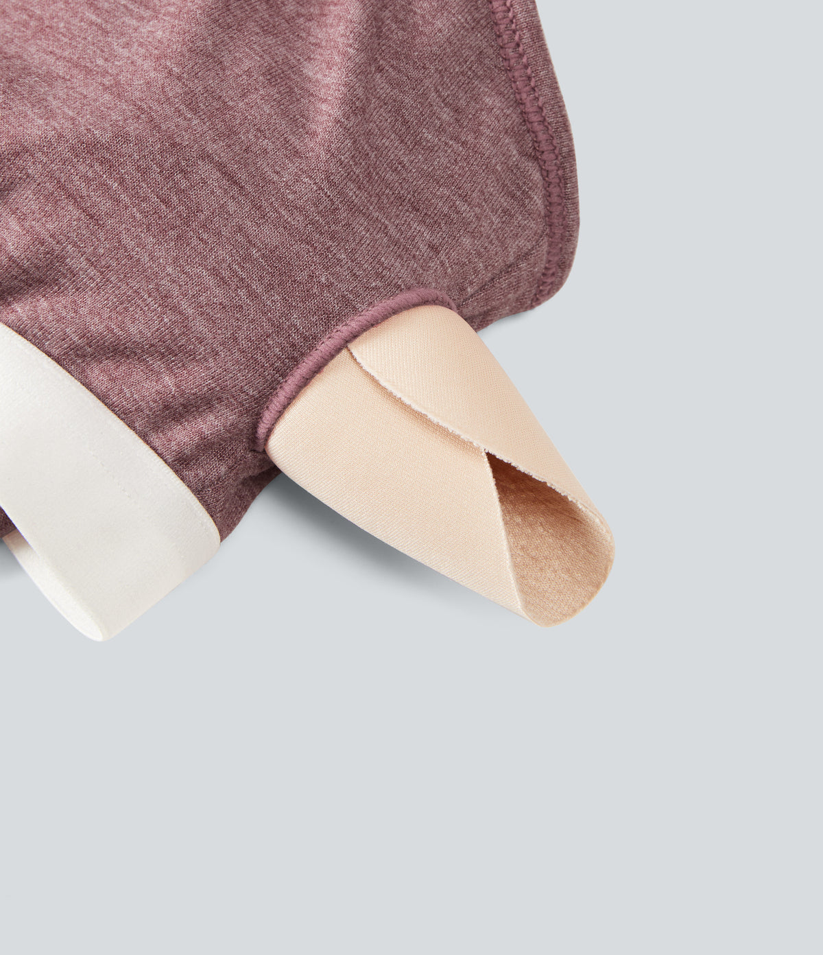 U Neck Heathered Ruched Casual Tank Top with Built-in Bra — Dusk Rose Plum — view 7