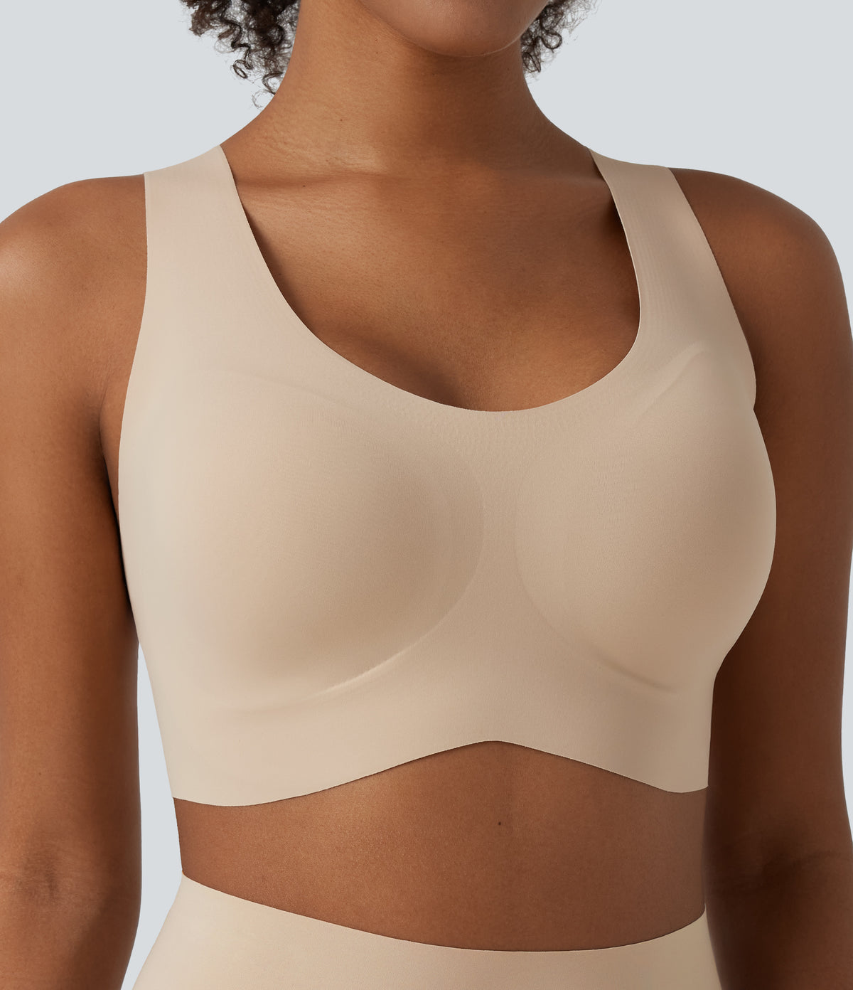 U Neck Built-in Bra Casual Wireless Bra — Hazelnut — view 7