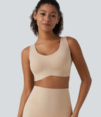 U Neck Built-in Bra Casual Wireless Bra — Hazelnut — view 4