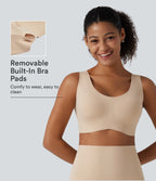 U Neck Built-in Bra Casual Wireless Bra — Hazelnut — view 1