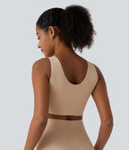 U Neck Built-in Bra Casual Wireless Bra — Hazelnut — view 2