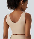 U Neck Built-in Bra Casual Wireless Bra — Hazelnut — view 6