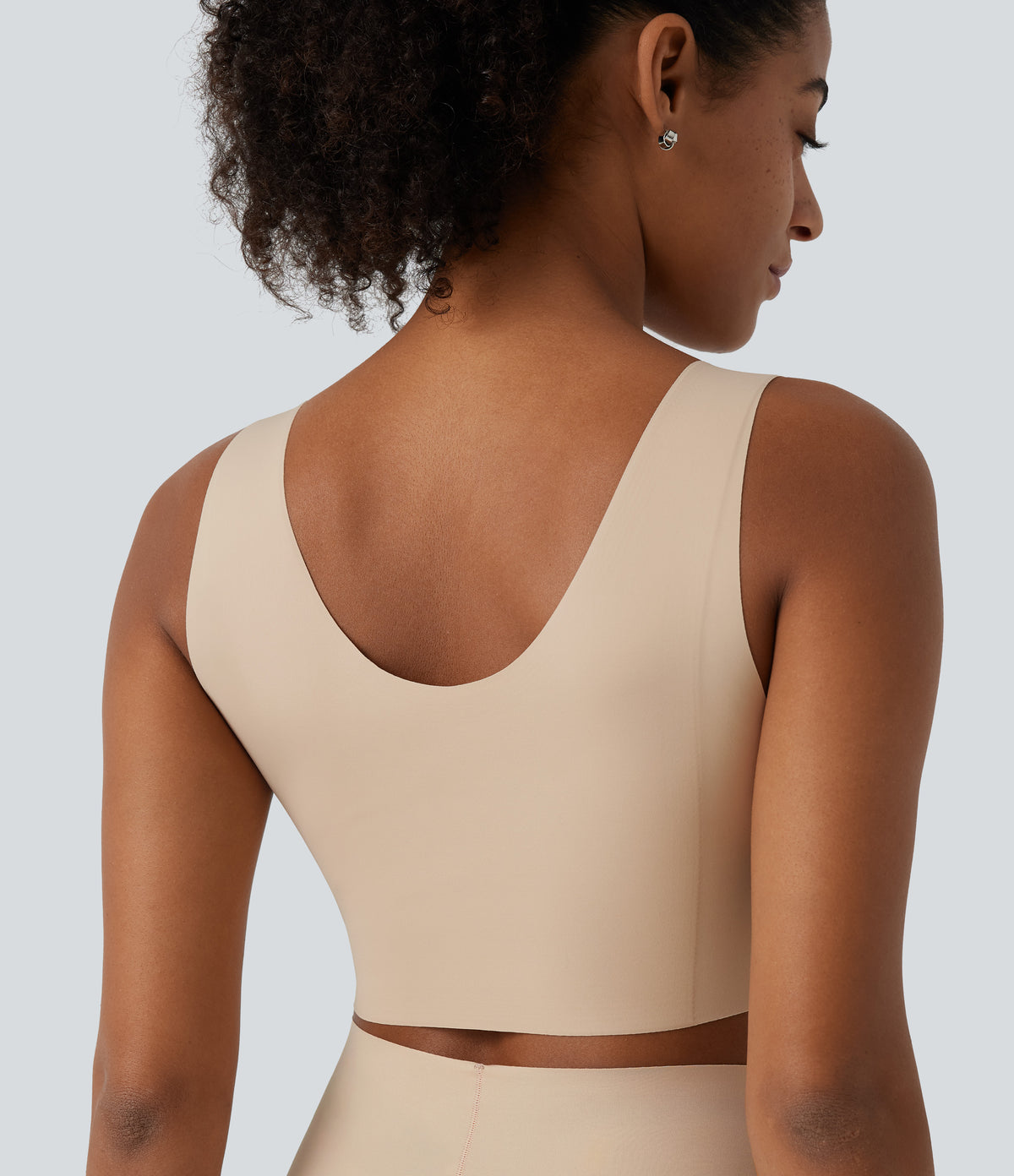 U Neck Built-in Bra Casual Wireless Bra — Hazelnut — view 6