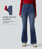 High Waisted Bootcut Jeans with Pockets — Tide Blue Denim — view 1