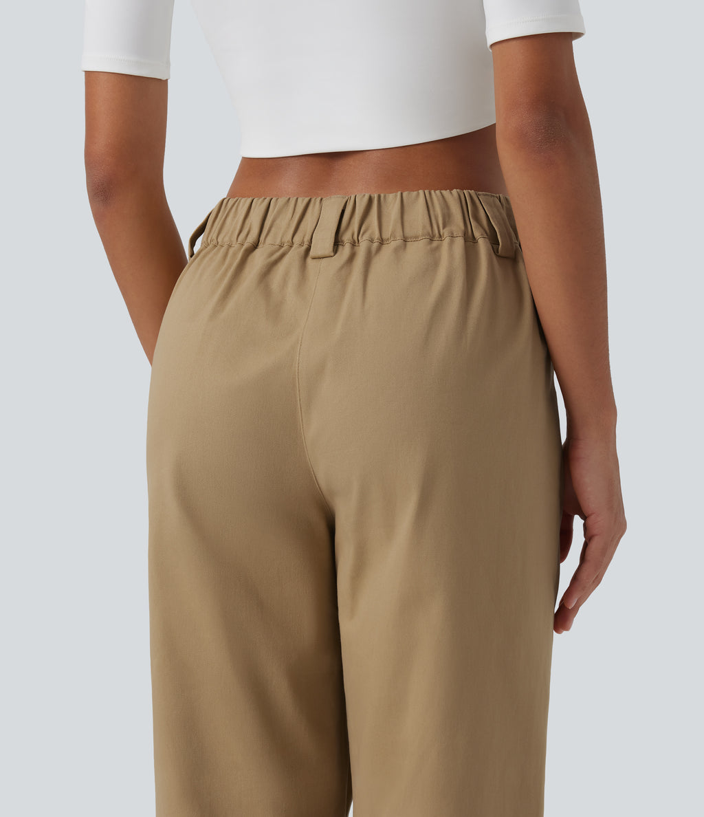 Low Rise Relaxed Rolled Hem Tapered Rolled Hem Cotton Casual Trousers with Pockets — Starfish — view 5