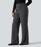 Mid Rise Corduroy Bootcut Casual Trousers with Pockets — Phantom — view 3