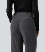 Mid Rise Corduroy Bootcut Casual Trousers with Pockets — Phantom — view 5