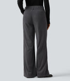 Mid Rise Corduroy Bootcut Casual Trousers with Pockets — Phantom — view 2