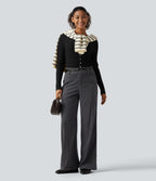 Mid Rise Corduroy Bootcut Casual Trousers with Pockets — Phantom — view 6