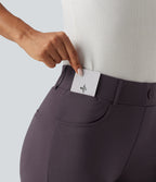 Mid Rise Bootcut Work Trousers with Pockets — Night's Purple — view 8