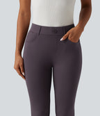 Mid Rise Bootcut Work Trousers with Pockets — Night's Purple — view 6