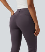 Mid Rise Bootcut Work Trousers with Pockets — Night's Purple — view 7