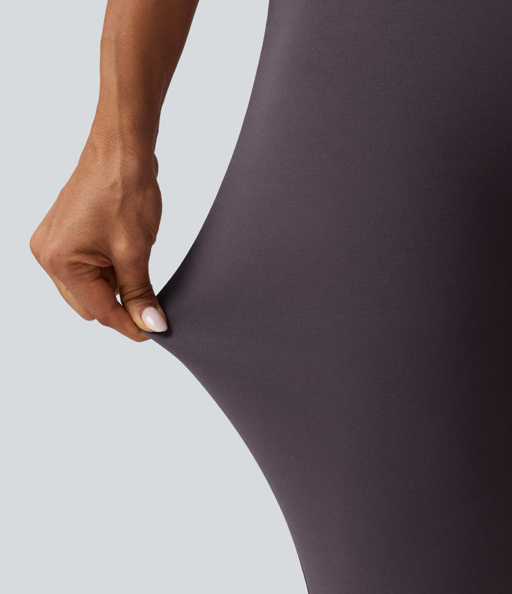 Mid Rise Bootcut Work Trousers with Pockets — Night's Purple — view 5