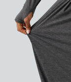 Mid Rise Drawstring Pleated Casual Joggers with Pockets — Darl Gray Floral Yarn — view 5