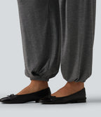 Mid Rise Drawstring Pleated Casual Joggers with Pockets — Darl Gray Floral Yarn — view 6