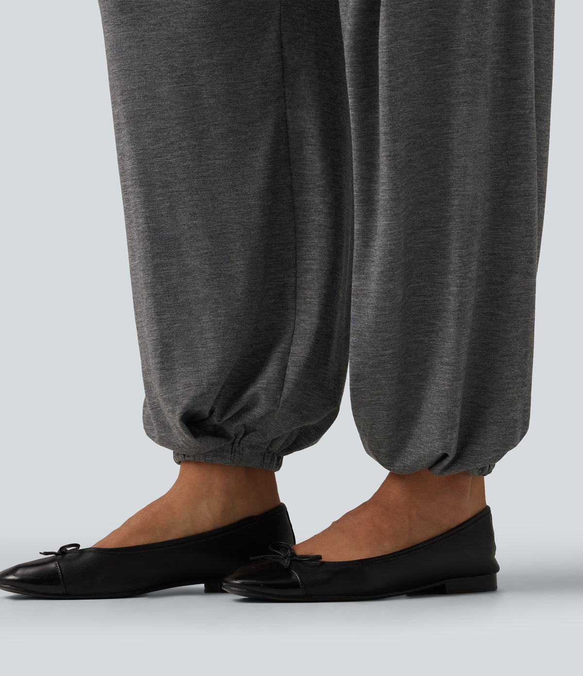 Mid Rise Drawstring Pleated Casual Joggers with Pockets — Darl Gray Floral Yarn — view 6