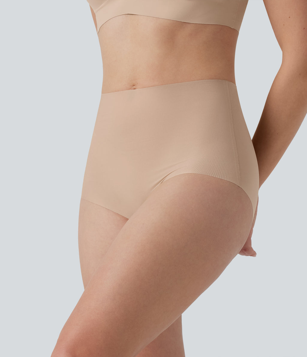 High Waisted Seamless Casual Underwear — Toasted Almond — view 3