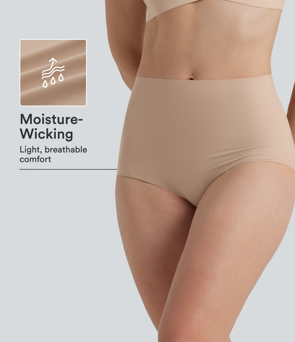 High Waisted Seamless Casual Underwear — Toasted Almond — view 1