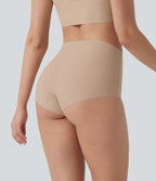 High Waisted Seamless Casual Underwear — Toasted Almond — view 2