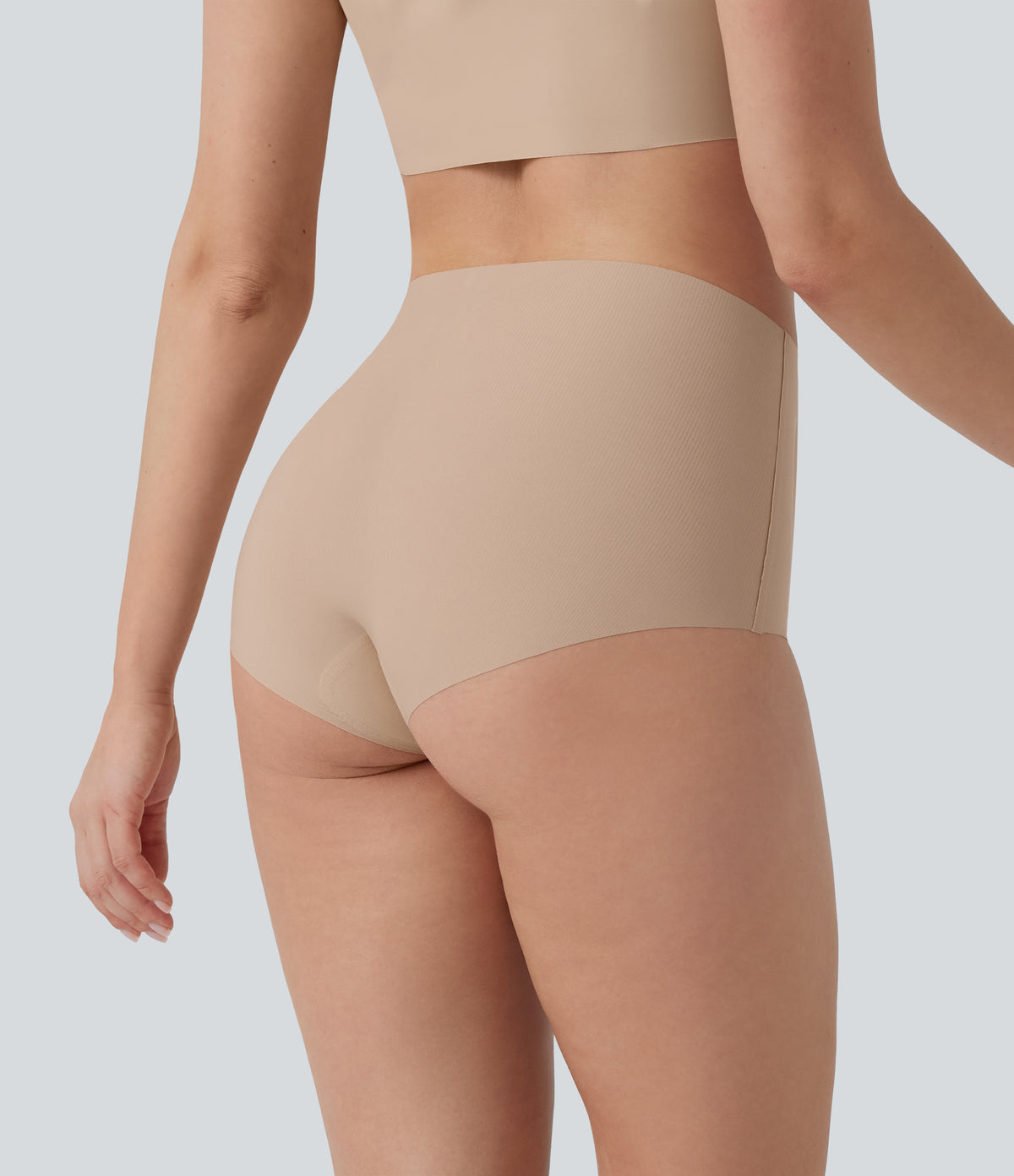 High Waisted Seamless Casual Underwear — Toasted Almond — view 2
