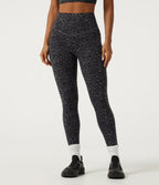 Extra Heat Leopard Print High Waisted Tummy Control Fleece Workout Leggings with Pockets — Shadow Leopard — view 2