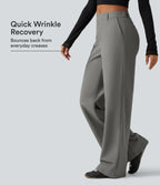 Wrinkle Recovery Mid Rise Straight Leg Work Trousers with Pockets — Silent Storm — view 1