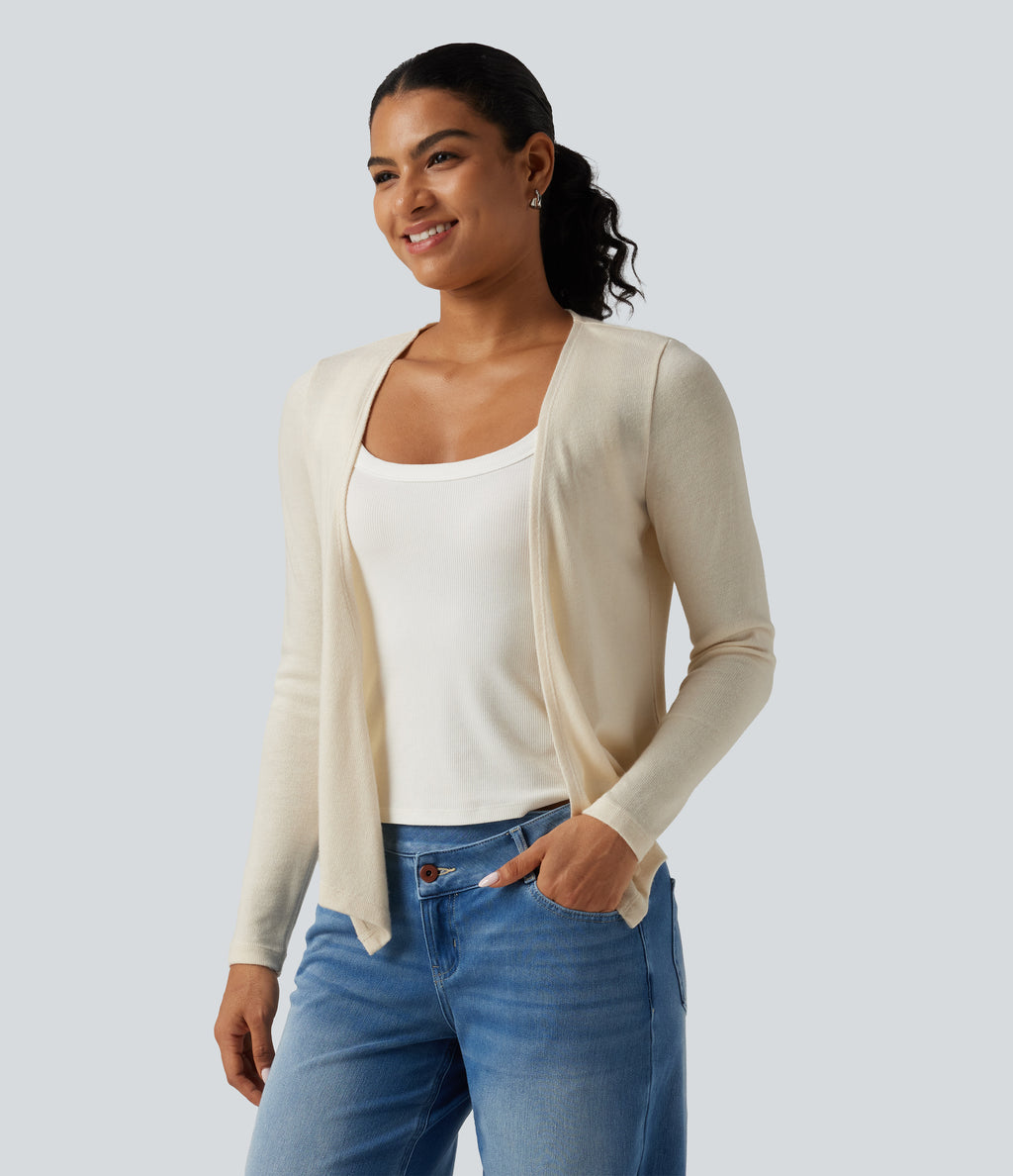 Open Front Long Sleeve Casual Cardigan — Pop Sprinkle — view 3