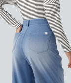 Mid Rise Casual Jeans with Pockets — Powder Blue Denim — view 5