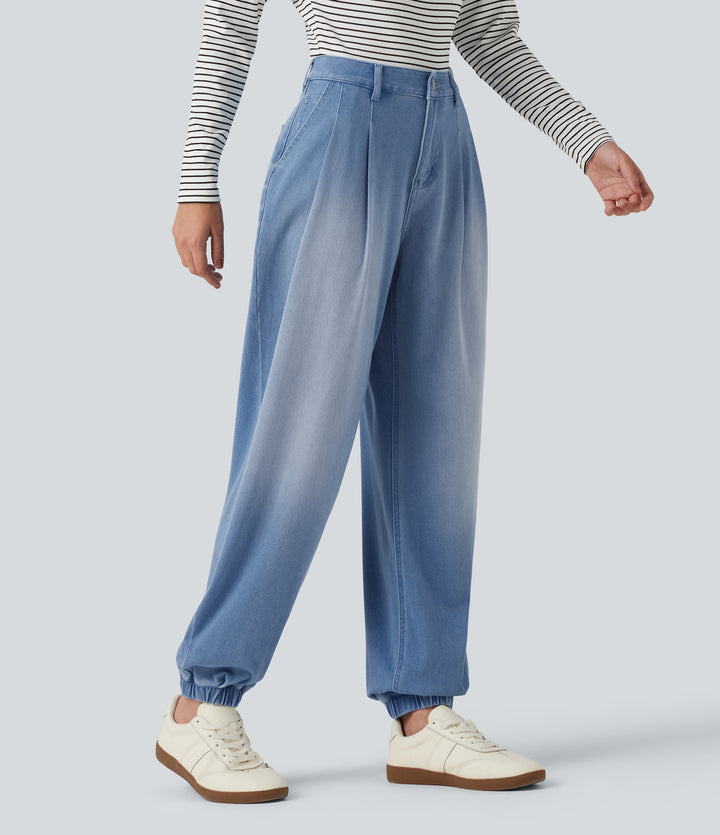 Mid Rise Casual Jeans with Pockets — Powder Blue Denim — view 1