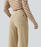 High Waisted Straight Leg Colorful Casual Jeans with Pockets — Warm Clay Khaki — view 5