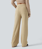 High Waisted Straight Leg Colorful Casual Jeans with Pockets — Warm Clay Khaki — view 2