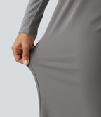 High Waisted Straight Leg Work Trousers with Pockets — Silent Storm — view 6
