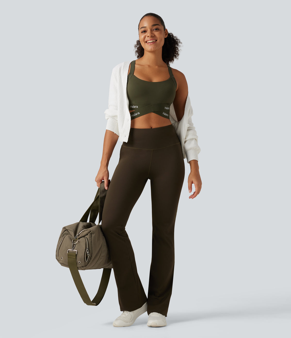 Medium Support U Neck Crossover Training Sports Bra with Non-Removable Pad — Deep Woodland Green — view 8