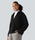 Hooded Dropped Shoulder Long Sleeve Work Sweatshirt — Black — view 3