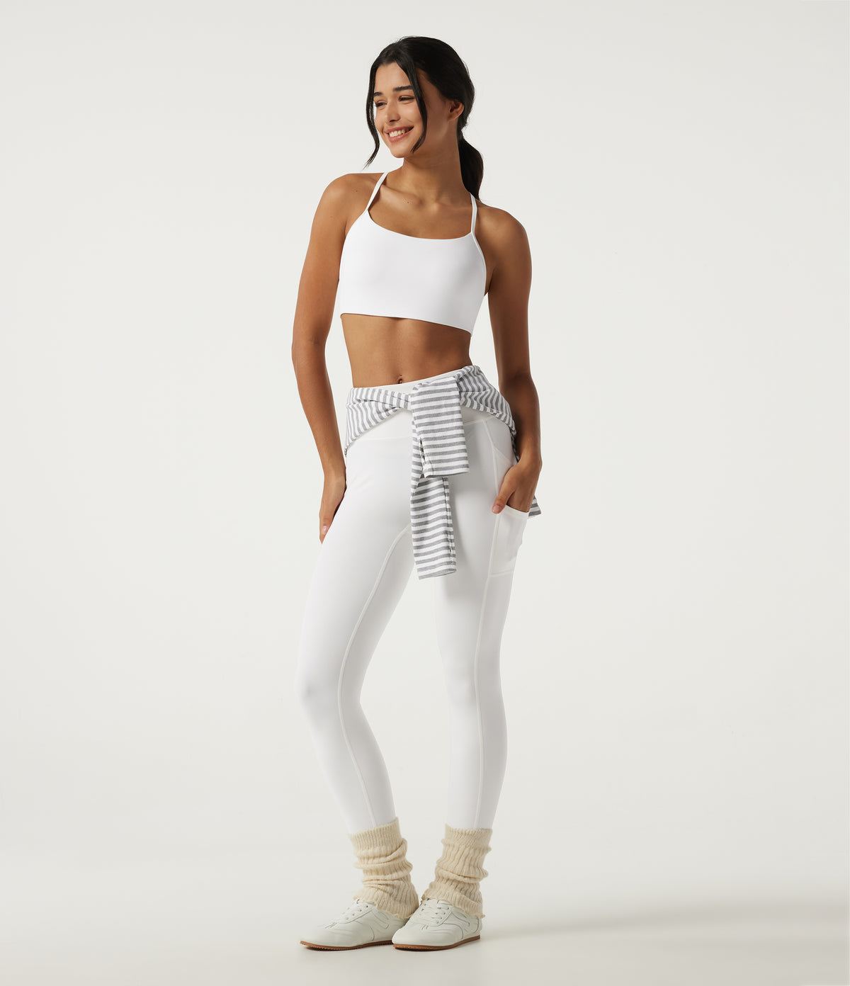 Plush Low Support Molded Spacer Workout Sports Bra — White — view 7