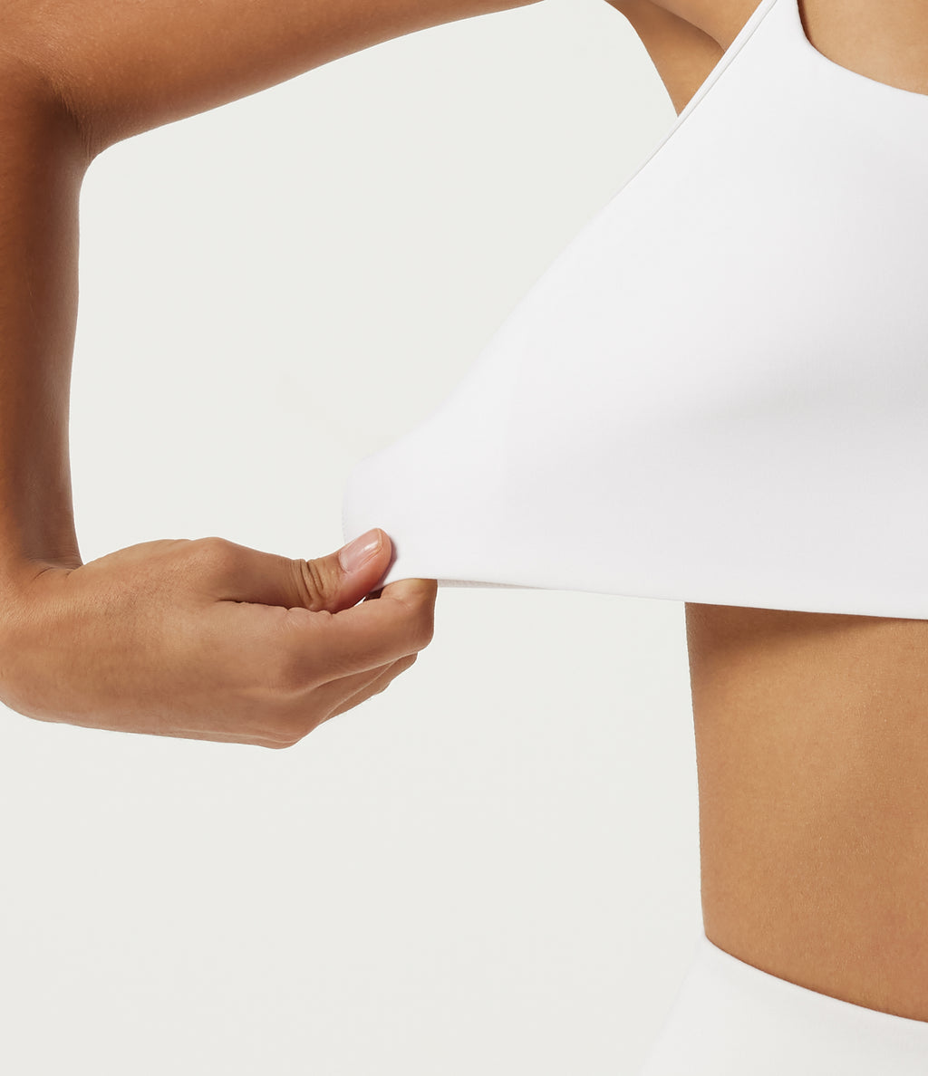 Plush Low Support Molded Spacer Workout Sports Bra — White — view 6