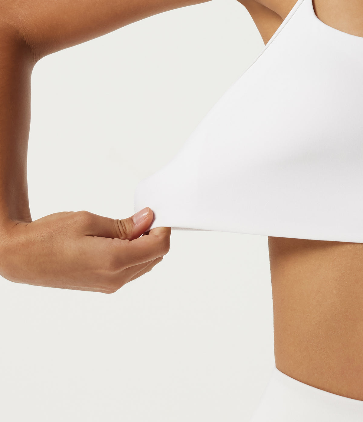 Plush Low Support Molded Spacer Workout Sports Bra — White — view 6