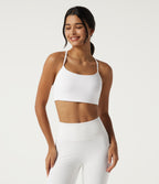 Plush Low Support Molded Spacer Workout Sports Bra — White — view 4